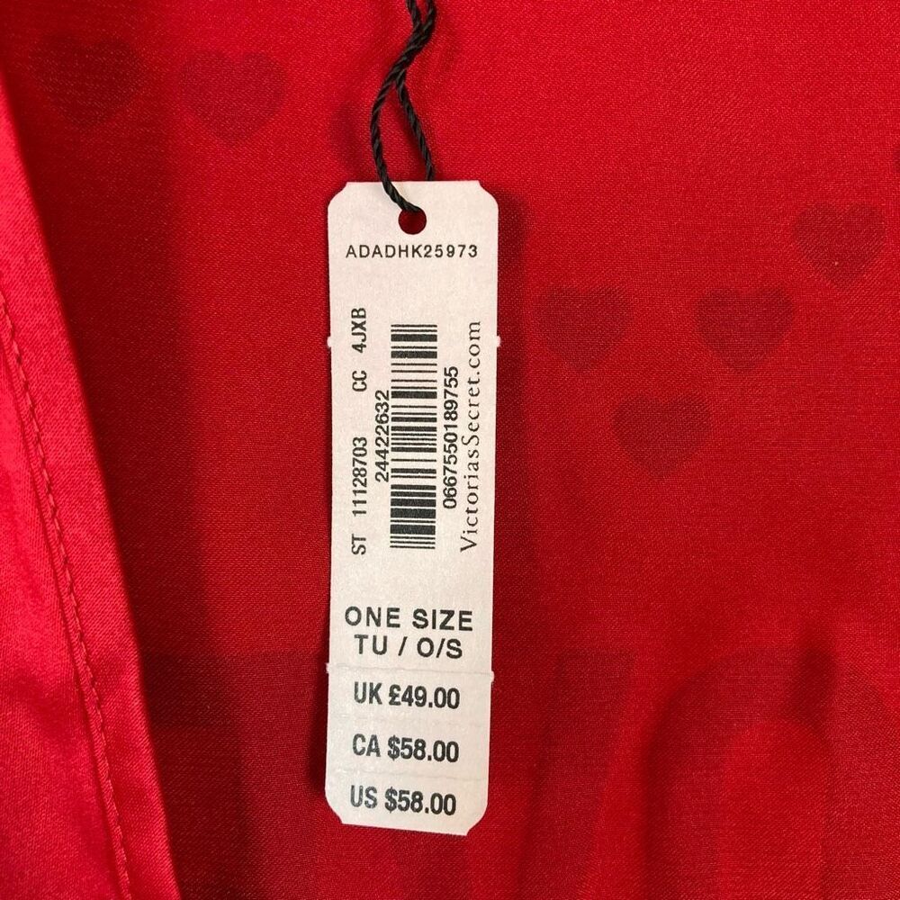 Victoria's Secret Red Satin LOVE Heart Silky Kimono Robe One Size Honeymoon NWT - Picture 4 of 6